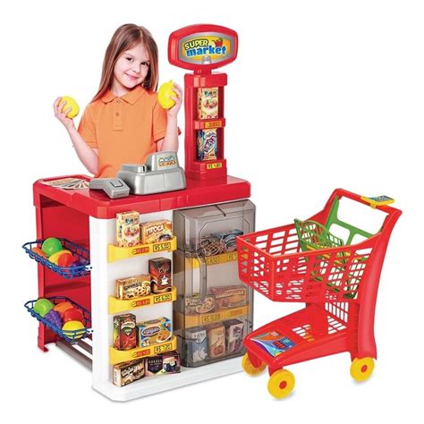 Mercado Super Market Mercadinho Infantil C Carrinho Compras