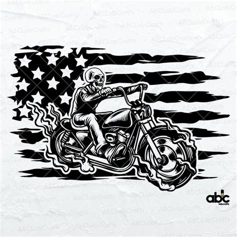 Us Biker Skull Svg File Skull Svg Rider Svg Motorbike Svg Us Biker