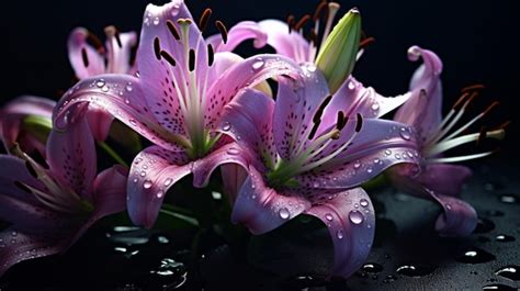 Premium AI Image Beautiful Purple Tiger Lily Flowers Blooming