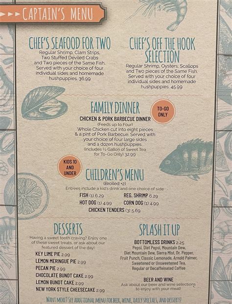 Off The Hook Seafood Restaurant Lunch Menu Dinner Menu