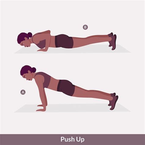 Premium Vector Push Up Exercise Woman Workout Fitness Aerobic And