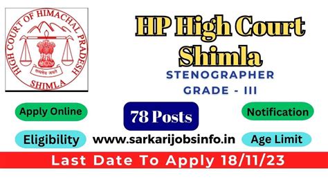 HP High Court Shimla Recruitment 2023 Apply Online For 78 Posts