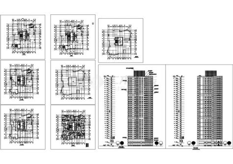 高层点式住宅楼工程设计cad施工图住宅小区土木在线