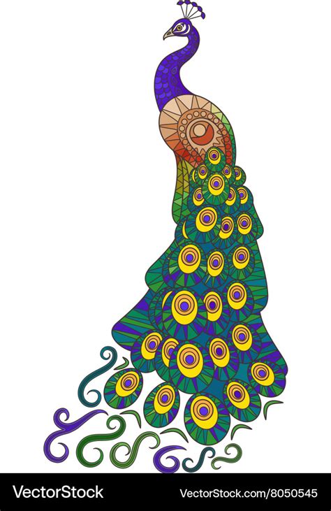 Colorful Peacock Icon Royalty Free Vector Image