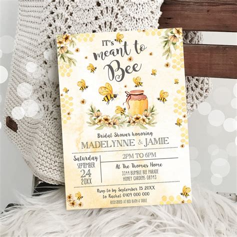 Bee Bridal Shower Invitation Meant To Bee Bridal Invitation Editable Sunflower Bee Bridal