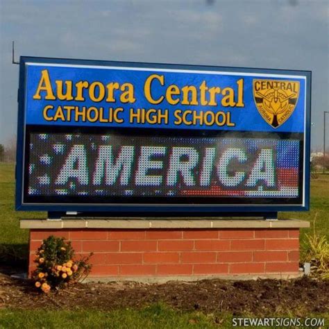 School Sign for Aurora Central Catholic High School - Aurora, IL