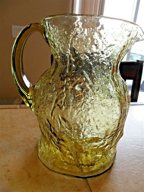 Seneca Morgantown Glass Topaz Ockner Crinkle Driftwood Pitcher 68 Oz 8 Tl 1930 S Ebay