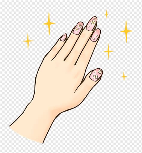 Cartoon Hand With Star Nails Png Pngwing