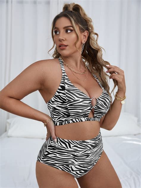 Two Pieces Swimmwear Woman 2022 Plus Size Swimsuit Elegant Hole Bust Push Up Leopard Print Sexy