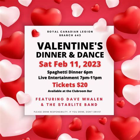 Legion Valentines Dinner Dance Post Branch Royal Canadian Legion