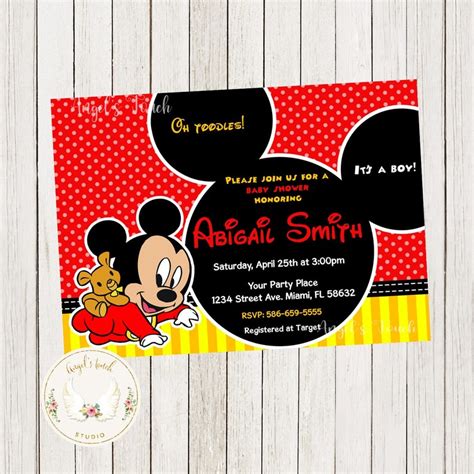 Mickey Mouse Baby Shower Invitation Mickey Mouse Baby Etsy