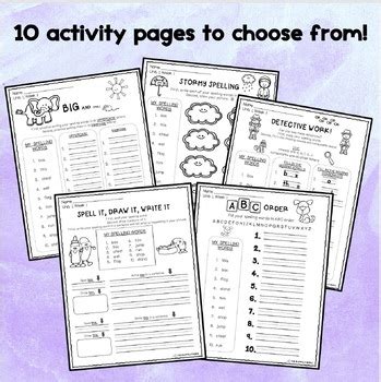 Benchmark Advance 2nd Grade Spelling Activities Spelling Unit 1 FREEBIE