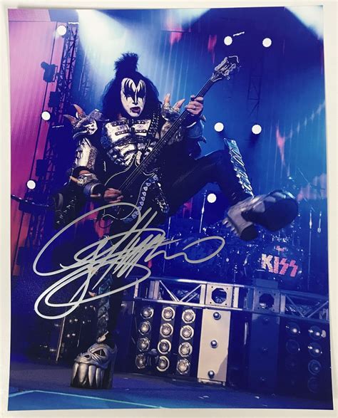 Gene Simmons Autographed Kiss Glossy 8x10 Photo Aacs Autographs