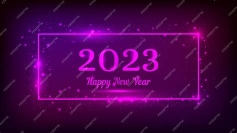 Premium Vector 2023 Happy New Year Neon Background