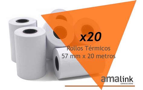 20 Rollos Papel Térmico 57x20 Posnet Ticket Balanza Amalink