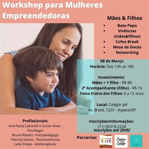 Workshop Para Mulheres Empreendedoras M Es Filhos Em Itupeva Sympla