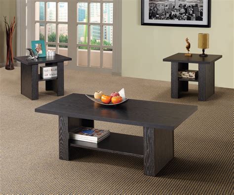 3 Piece Occasional Table Set Black Oak