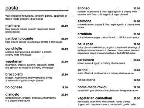 Menu at Cafe Bella Rosa, Carlisle