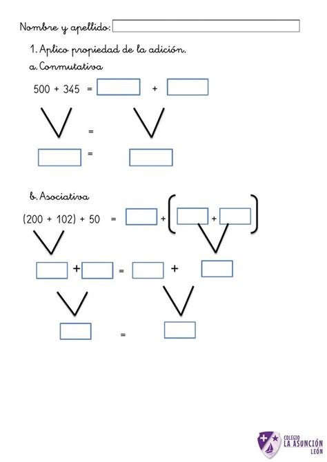 Propiedad de la Adición worksheet Propiedades de la suma Conmutativa