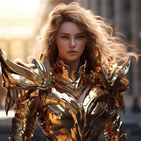 Premium Photo A Woman In A Golden Armor