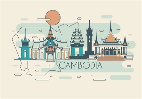 Cambodia Landmark Vector 162538 Vector Art At Vecteezy