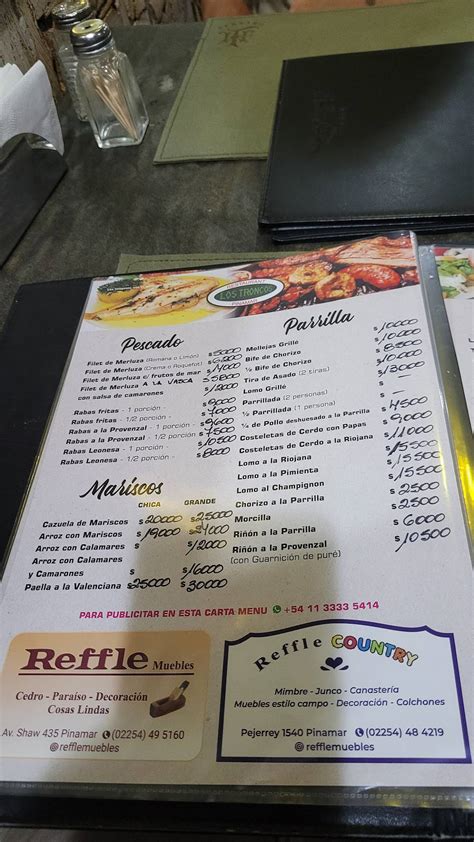 Carta Del Restaurante Los Troncos Pinamar Entre Lenguado Y Pejerrey