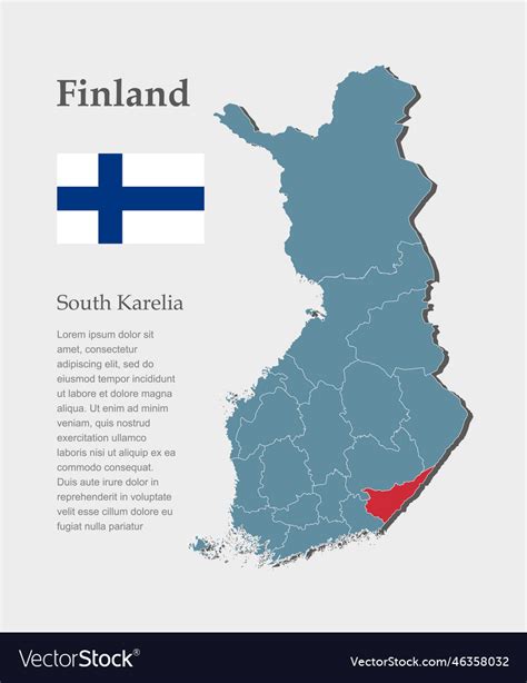 Map finland region south karelia Royalty Free Vector Image