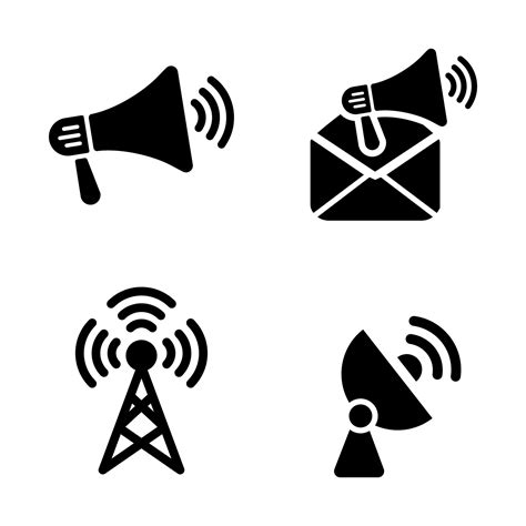 Set Of Announcement And Broadcast Icon In Black Design Vector