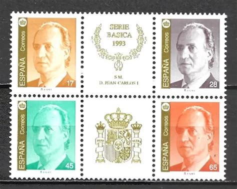 ESPAÑA 1993 SERIE Basica Juan Carlos Edifil 3259A 3262A Mnh Hoja