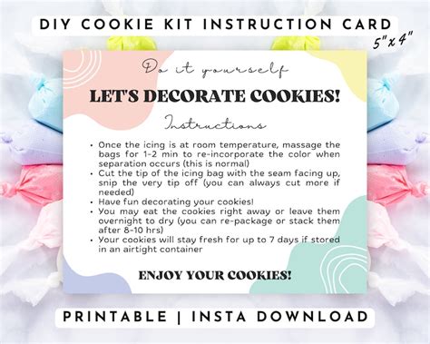 Printable Instructions Card For Diy Cookie Kit Lets Decorate Cookies