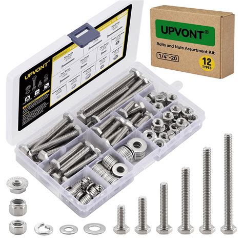 UPVONT Hex Bolts And Nuts Assortment Kit 1 4 20 UNC Nuts And Bolts