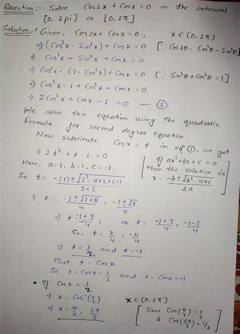 Solved Solve Trigonometric Equations Solve Cos2x Cosx 0 In The