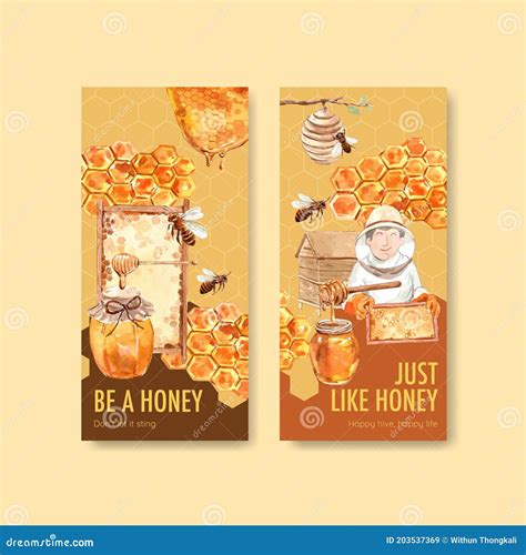 Flyer Template With Honey Concept Design For Brochure And Leaflet