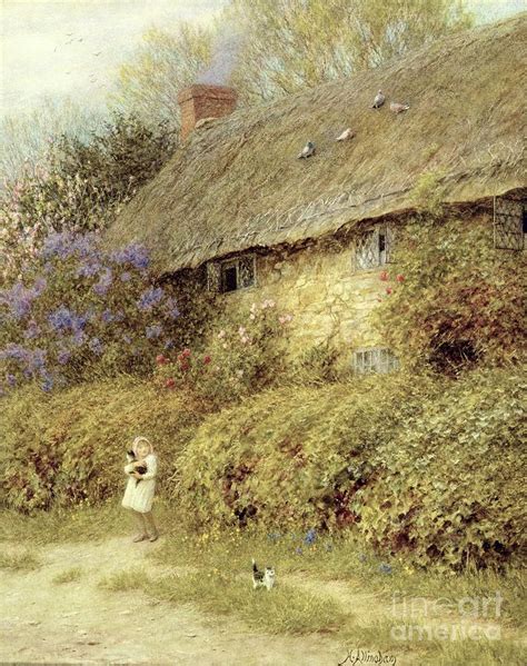 Old Cottage At Freshwater Isle Of Wight Painting By Helen Allingham