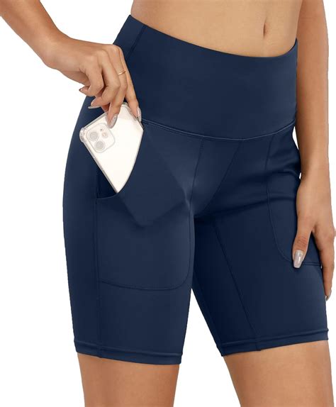 SotRong Damen Laufshorts Mit Handy Taschen Hohe Taille Yoga Workout