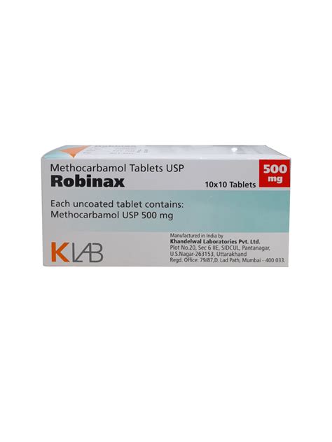 Robinax Methocarbamol 500mg Tab 10 S Lifeplus Pharmacy