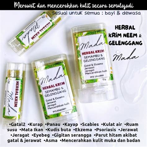 Premium Handmade Krim Herbal Daun Neem Dan Daun Gelenggang Shopee