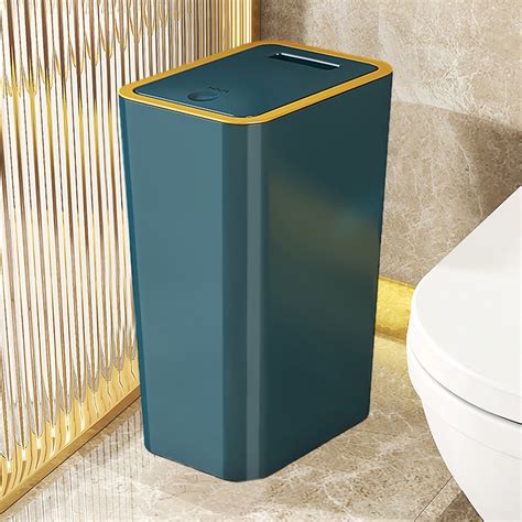 Konghyp Bathroom Trash Can With Press Lid Small Garbage Can For