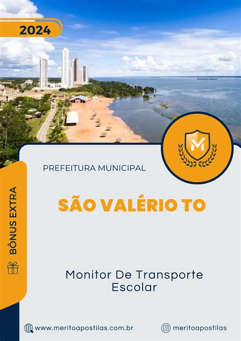 Apostila Monitor De Transporte Escolar Prefeitura De S O Val Rio To