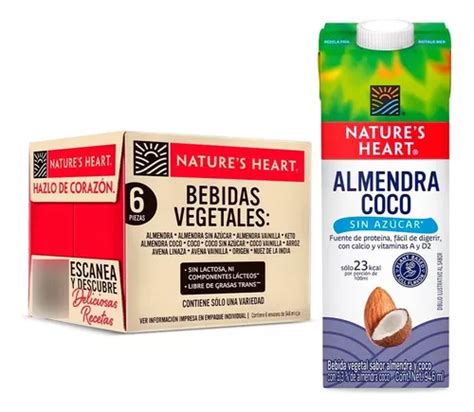 Caja 6 Bebida Vegetal Natures Heart Almendra Y Coco 946ml