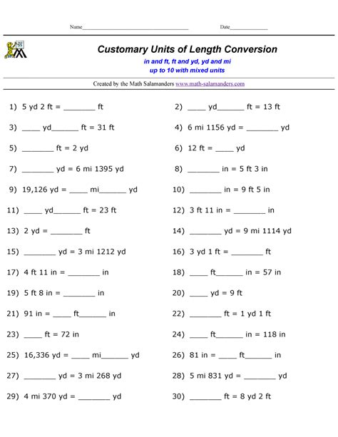 Convert Customary Units of Length Worksheets - Worksheets Library