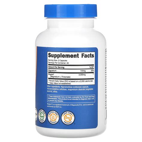 Nutricost Magtein Magnesium L Threonate Mg C Psulas