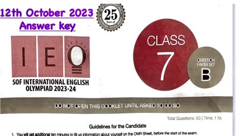 Ieo Class 7 Paper 2023 24 Answer Key Sof English Olympiad Question Paper Grade 7 Set B Sof