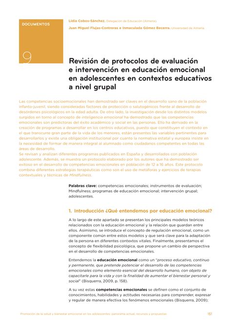 Pdf Revisión De Protocolos De Evaluación E Intervención En Educación Emocional En Adolescentes