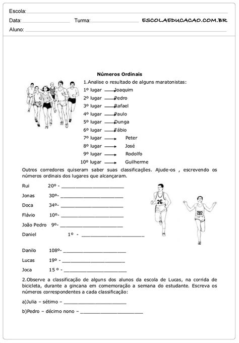 Atividades N Meros Ordinais Ano Ensino Fundamental Para Imprimir