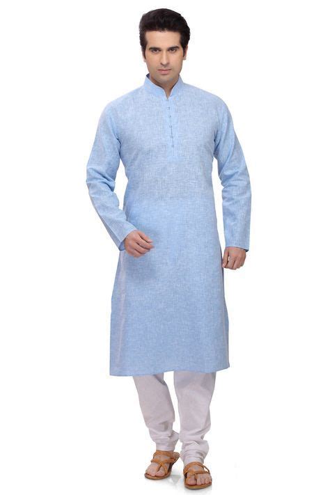 Sky Blue Casual Wear Punjabi Kurta Pajama In Cotton Mens Kurta