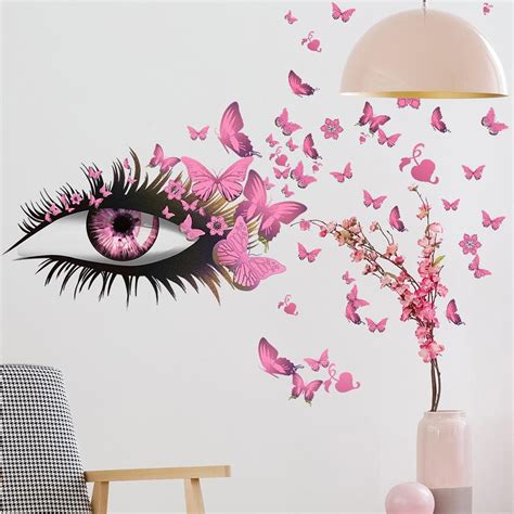 Afqh Sexy Girl Eyes Butterfly Wall Stickers Home Decoration Diy Decals