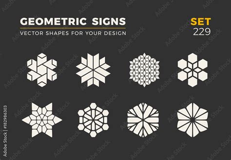 Set of eight minimalistic trendy shapes. Stylish vector logo emblems ...