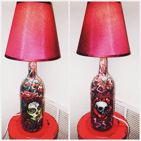 OOAK Day Of The Dead Lamp Diy Day Of The Dead Bottle Lamp Wine