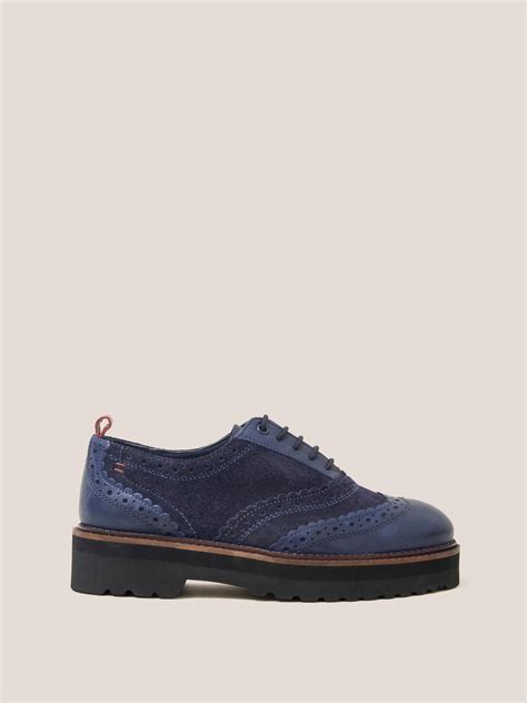 Chunky Leather Lace Up Brogue In Dark Navy White Stuff